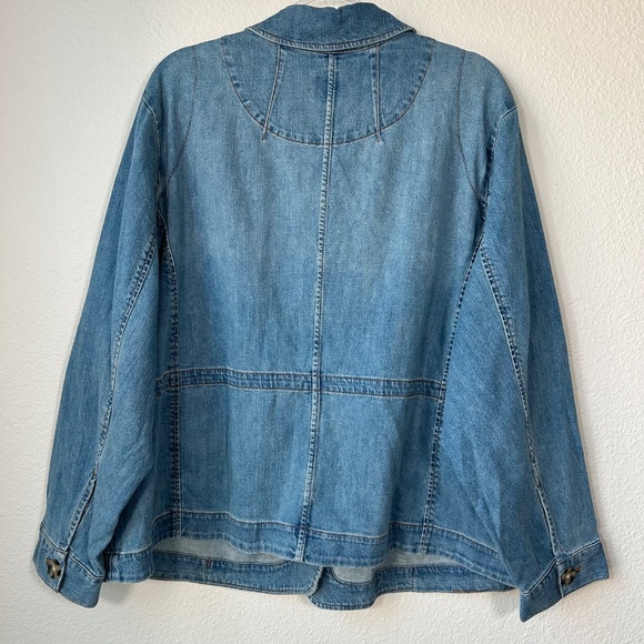 J. Jill plus size 3X lightweight denim jean jacket blue medium wash cotton NEW - Picture 7 of 14